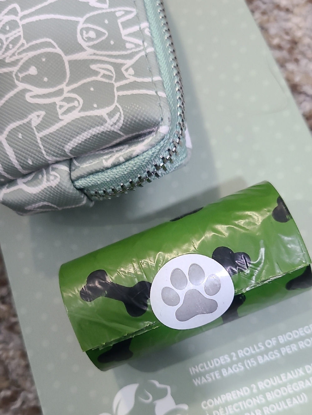 OCS Designs Mint Green Dog Waste Bag Holder with Clip - Picture 3 of 6